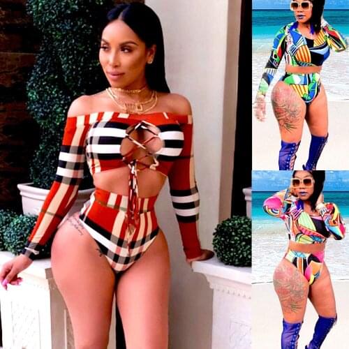 2019 New Style Fashion Hot Women Bikini Patchwork Bandage Swimwear Bathing Suit One-Piece Suits Swimsuit Beachwear