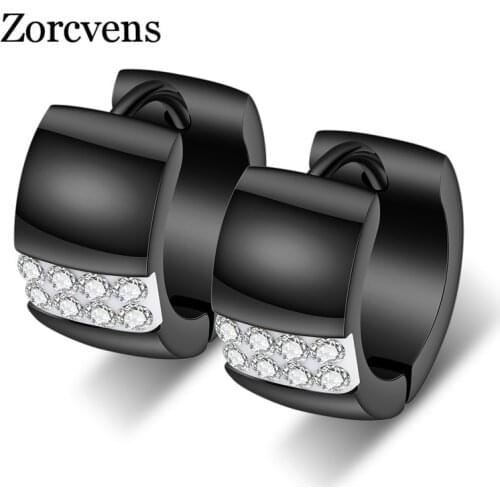 ZORCVENS 2020 New Gold/silver color/Black Punk Stainless Steel Hoop Earrings Fashion Jewelry Statement Earrings For Women Gift