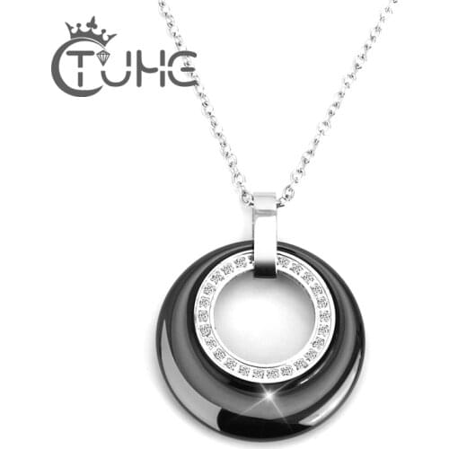 New Arrival Multiple Zircon Ceramic Necklaces & Pendants for Women Jewelry Double Circle CZ Wedding Chokers Necklace Women Gift