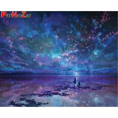ParNarZar Diamond Painting Starry Sky (30 x 40cm) Point of Cross Embroidery Complete Kit Scenery Home Decoration