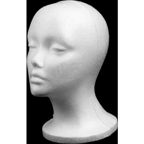Foam Mannequin Female Head Model Dummy Wig Glasses Hat Display with Stand