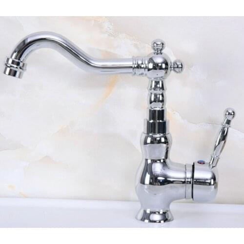 Deck Mounted Polished Chrome Brass Swivel Spout One Hole/Handle Kitchen/Bar Bathroom Sink Faucet Hot&Cold Mixer Tap anf930