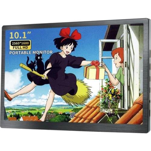 10.1" inch 2K Type-C Portable Gaming Monitor 2560x1600 IPS Panel PS3 PS4 Xbox360 touch Display for Raspberry Wins 7 8 10