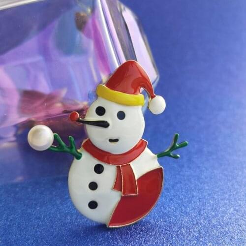Various Brooch Pins, with 5A White Pearl, Lovly Christmas Snowman Brooch, Crystal Rhinestone Brooch For Women Party Jewelry Gift