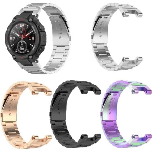 Smart Watch Strap Replacement Three Beads Steel Belt Wristband for Huami Amazfit Ares A1908 Watchband Wrist Strap Accessories