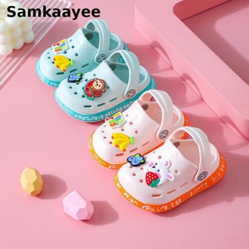 0-10y Children Mules Clogs Slippers Summer Kids Sandals Baby Boys Girls Cartoon Fruit Shoes Flats Non-Slip Beach Flip Flops y11