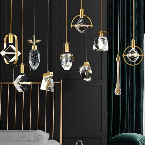 Modern Crystal Pendant Lights Living Room Hanglamp Art Lustres Kitchen Led Luxury Pendant lamp Indoor Light Fixtures WF1014