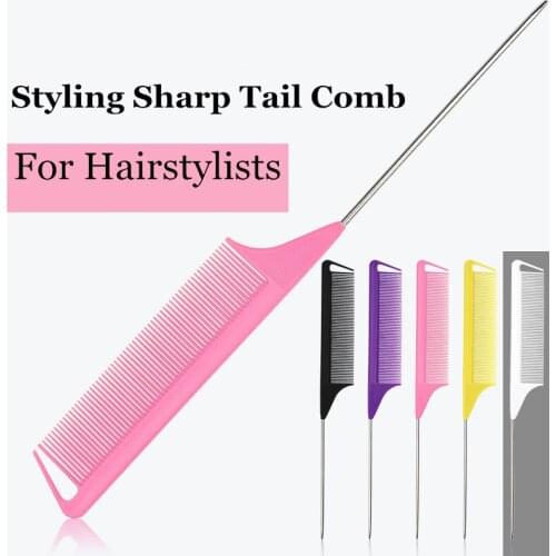Steel Needle Pointed Tail Hair Comb ABS Weaving Highlighting Foiling Hair Comb For Salon Dyeing Tail Combs Brush G1108