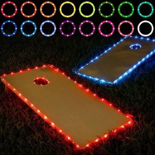 16 Colors Change Cornhole Board Edge And Ring LED Lights With Remote Control Cornhole Games Home Board Edge Ring LED Light