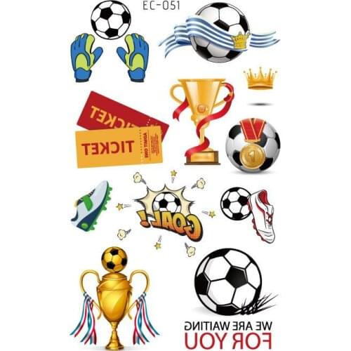 Boy Child Temporary Tattoo Sticker Football Trophy Sports Shoes Design Body Art Tatoo Hands Foot Waterproof Fake Tattoo Sticker