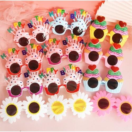 1PCFunny Birthday Glasses Dolphin Balloon Creative Children Happy Party Cake Decoration Plug-in Birthday Cake Dress Up Ornaments