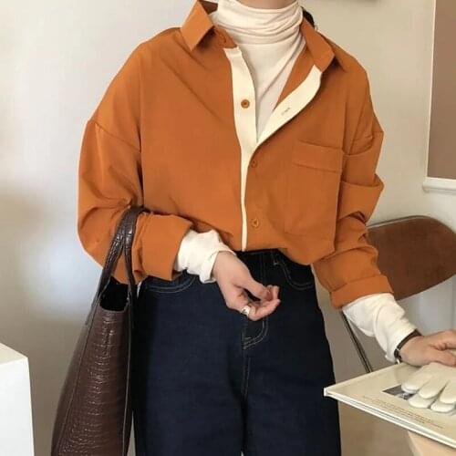 Zadily 2021 Autumn Women Turn-down Collar Office ladily Shirt Solid Color Long Sleeve Casual Shirts Single Breasted Blouse