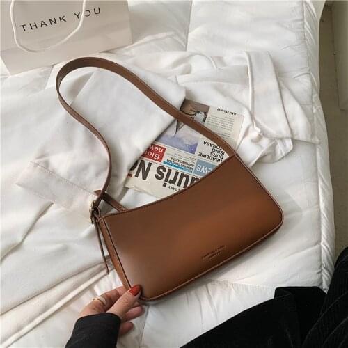 Women Bag Vintage Leather Armpit Shoulder Pouch Solid Color 2021 Trend Shoulder Bags For Women Small Clutch Purse Luxury Handbag