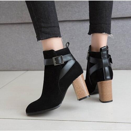 2021 New Ankle Boots for Women Pointed Toe Zip High Heels Pumps Ladies Prom Boots Elegant Autumn Winter Womens Boots