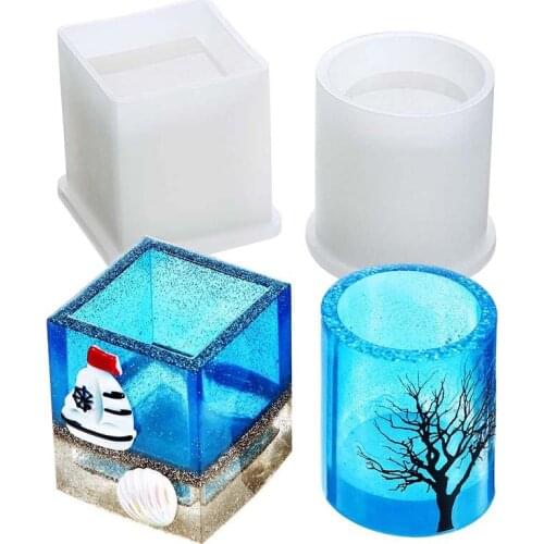 1PC Pen Holder Crystal Silicone Molds Set Flower Pot Molds Resin Mould DIY Epoxy Resin Casting Molds For DIY Craft Making