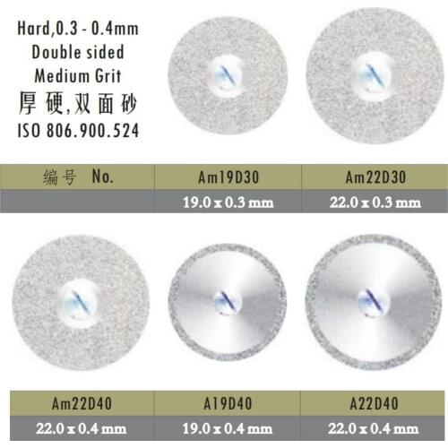 10pcs/lot Dental Medium Grit Double Sided Diamond Cutting Disc for Cutting Porcelain Crown Jewelry Plaster Model Disc Wheel