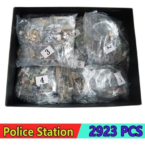 Creator Streetview Building Blocks City Police Station 10278 2923Pcs With LED Kits Girl Toys Gifts