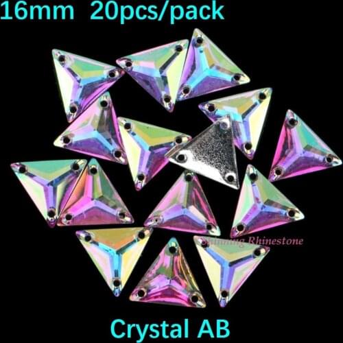 16mm Triangle Crystal AB Sew On Rhinestones Two Holes Resin Sewing On Crystals DIY Garment Jewelry Stone