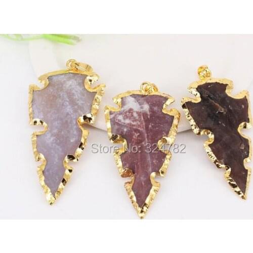 5pcs Nature Stone Arrowhead pendant,Charm Arrow pendant For Jewelry Making