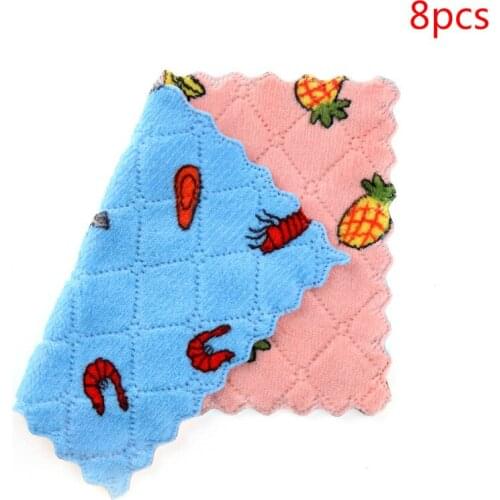 8 pcsDouble sided printing microfiber cleaning wipes super absorbent household dish towels kitchen dusting wipes cloth
