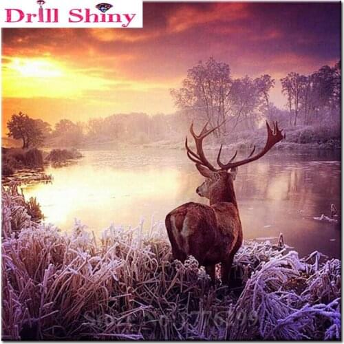 NEW 5D DIY Diamond Painting Cross Stitch Floral Crystal Needlework Diamond Embroidery Home Decorative Deer & lavender