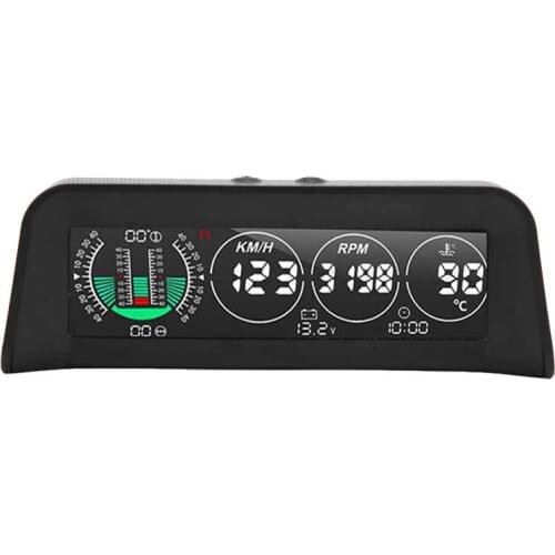Auto accessories instrument panel Carbon Fiber Style HUD Head‑Up Display Slope Meter Overspeed Water Temperature Warning