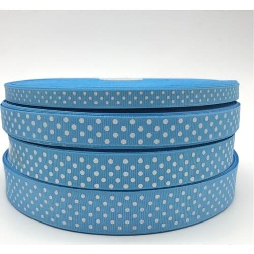10mm 15mm 20mm 25mm Grosgrain Ribbon Sky blue Printing Polka Dot Hair Bow Party Christmas Wedding Decoration DIY Gift Wrapping