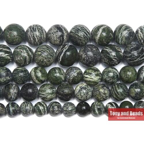 Natural Stone Green Zebra Jaspers Round Beads 15" Strand 4 6 8 10 12MM Pick Size For Jewelry Making
