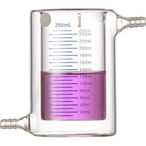 Double Layer Beaker 250ml Jacketed Glass Beaker Photocatalytic Reactor High Borosilicate GlassGlasatory Glass Thickened