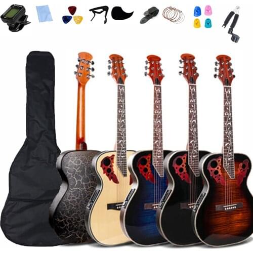 36 inch Electric Acoustic Guitar Folk Guitar Grape Hole Light Spruce for Adult Children Crack Guitar Pickup Concert AGT338