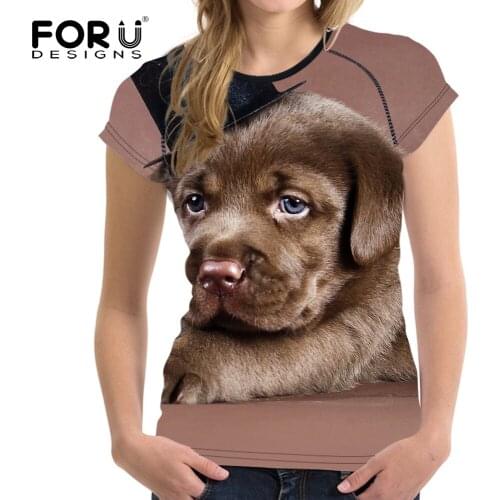 FORUDESIGNS Summer Women T-shirt Crop Tops Short Sleeved Shirt For Teenager Girls 3D Pug Dog Women Tops Breathable Shirt Clothes