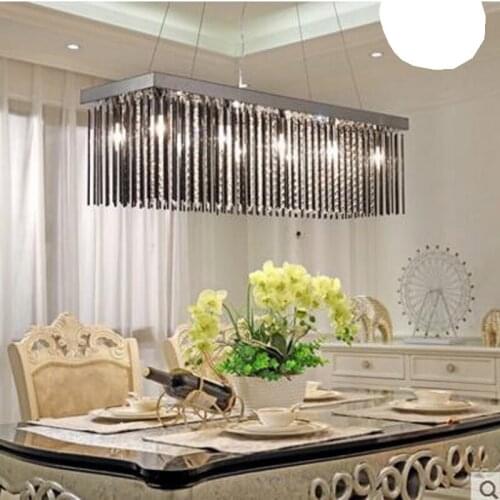 Crystal lamp rectangular dining room chandelier three heads Dining table lamp led dining room chandelier modern minimalist lamps