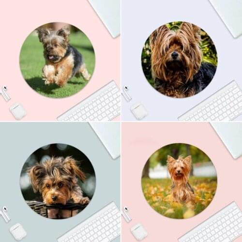 Yorkshire Terrier Dog Natural Rubber Gaming Desk Mat Small Rubber Desk Table Protect Game Office Work Round Mouse Mat Pad