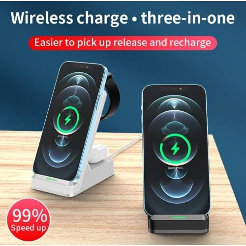 3 In 1 Induction Qi Wireless Charger Fast Charging Holder for IPhone 12Pro MAX/11/Xs Samsung for Apple Watch Charger Airpods Pro