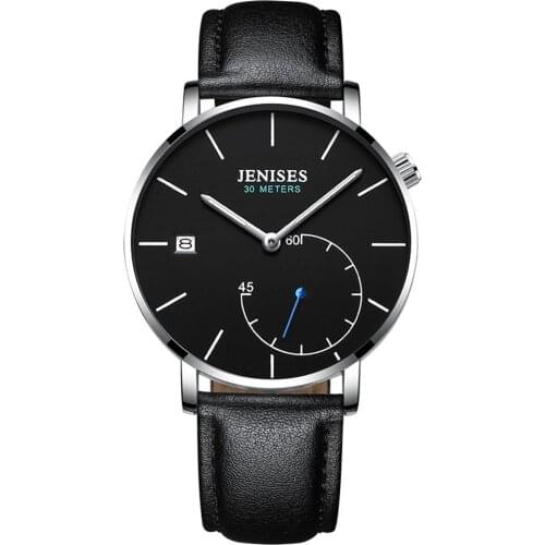 Jenises Men's Watch With Leather Strap