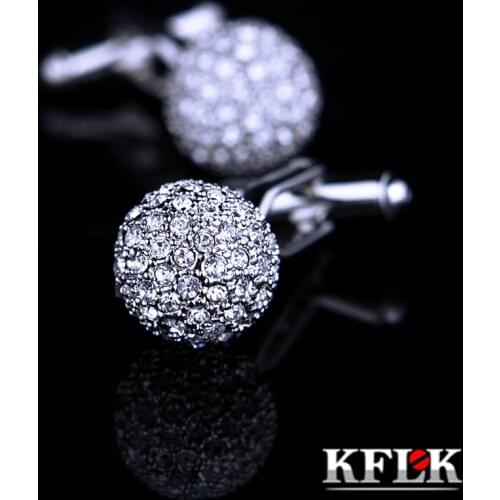 KFLK Jewelry Brand Crystal Fashion Cuff link Button High Quality shirt cufflink for mens Luxury Wedding guests