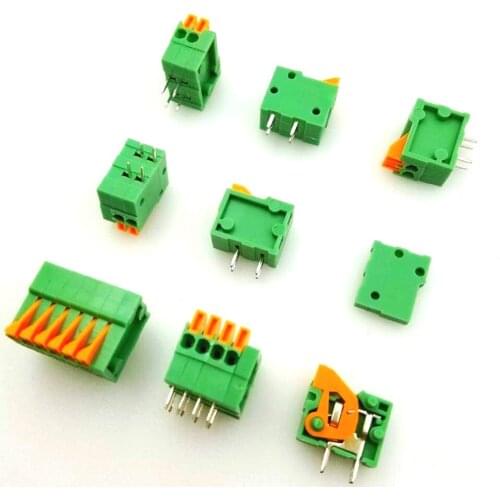 100pcs 142 KF142V 142R 5.08mm Pitch PCB Spring Terminal Block 2P 3P 4P 5P 6P 7P 8P 9P 10P Terminals Connector Mounted Screw