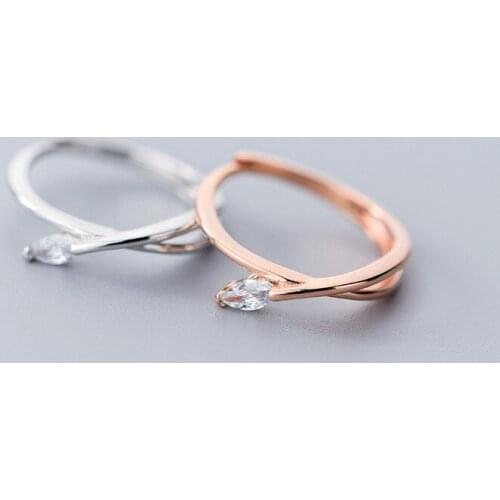 HF JEL Simple Minilist Silver Rose Gold Rings for Women S925 Sterling Silver Rings Adjustable Wedding Engagement Ring Girl Gift