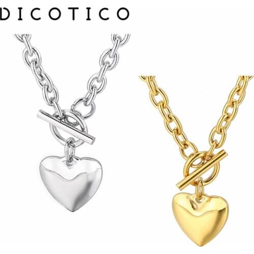 Simple Heart Pendant Chain Necklace For Women Stainless Steel Mujer Collar Choker Women Wedding Jewelry Wholesale Items 2021