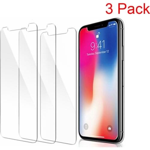 3PCS 3 Pack / Lot Tempered Glass for iPhone 11 Pro Max X XR XS Max 8 7 6 6S Plus 5 5S SE Screen Protector Film 2.5D Phone Coque