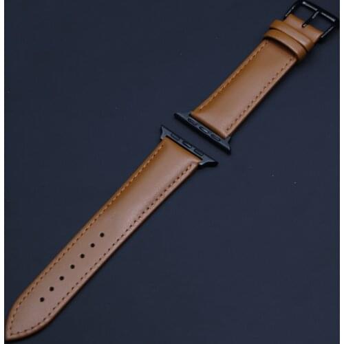 Brown Leather Band Loop Strap For Apple Watch 4 3 2 1 38mm 40mm , Men Leather Watch Band for iwatch 5 44mm 42mm Bracelet