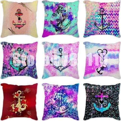 Colorful Rose Flowers Anchors Cushion Cover Nordic Style Home Cushion Decoration Throw Pillow For Sofa Bed Car Pillow Case