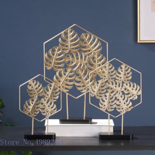 Creative metal crafts ornaments Golden Turtle Leaf Ginkgo biloba Leaves Hollow out geometry Round shape Home Decoration
