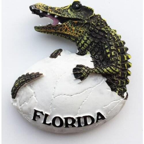 1Pc New Handmade Painted American Florida Shell Crocodile 3D Fridge Magnets Tourism Souvenirs Refrigerator Magnetic Sticker Gift