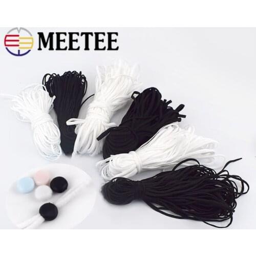Meetee 23/50M 2-5mm Soft Cords Elastic Bands Round Flat Rubber Rope Belt Elasticity Line DIY Underwear Clothes Sewing Accessory
