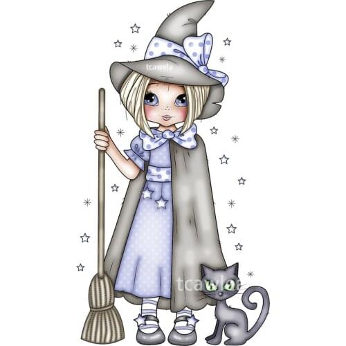 Cat Broom Witch Girl Metal Cutting Dies Lovely Cat Human Doll Stencil for DIY Craft Scrapbooking Cards Decorative