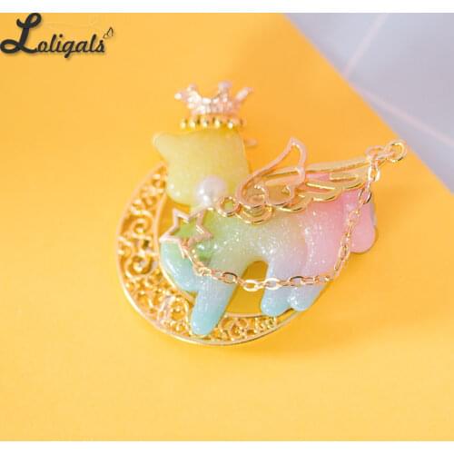 Sweet Mori Girl Hairpins & Brooches Lovely Resin Unicorn Hair Clip & Brooch