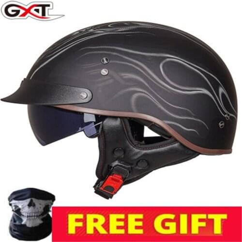 GXT Motocross Helmet Men Summer Retro Motocycle Helmet Breathable Casco De Moto Racing Vintage Half Face Helmet Riding Safety