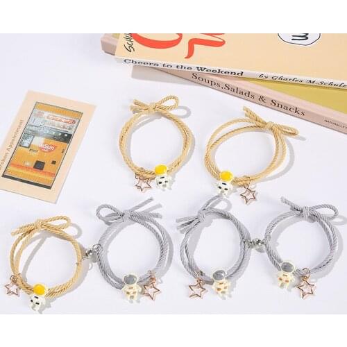 Cartoon Magnetic Couple Bracelets with Astronaut Pendant Cute Mutually Attractive Friendship Rope Gifts for Friend LB