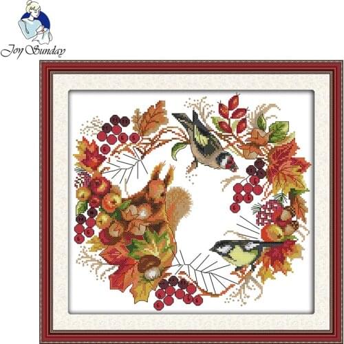 Joy Sunday animal style Joy wreath Needlework DIY Handmade Cross Stitch Sets For Embroidery Kits Precise Printed Home Decor